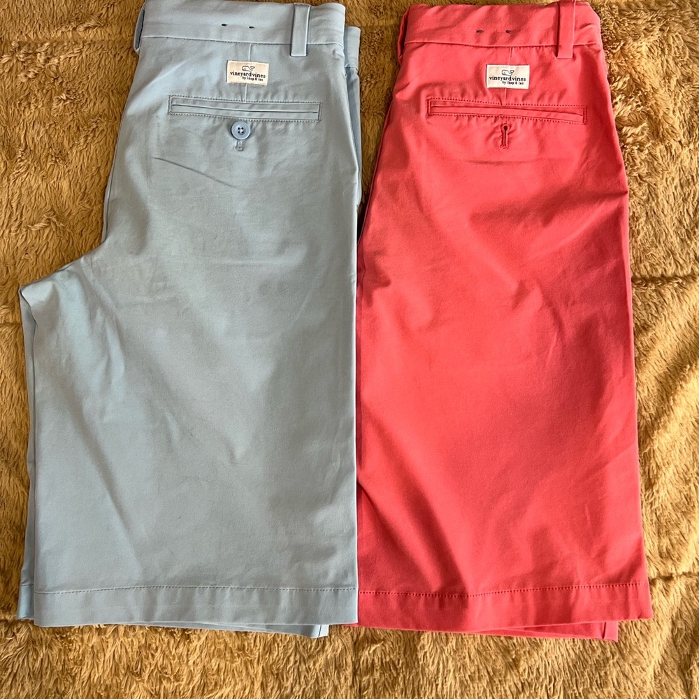 Vineyard Vines Blue and Red Flat Front Shorts